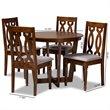 Pemberly Row Grey Fabric and Walnut Brown Wood 5-Piece Modern Dining Set
