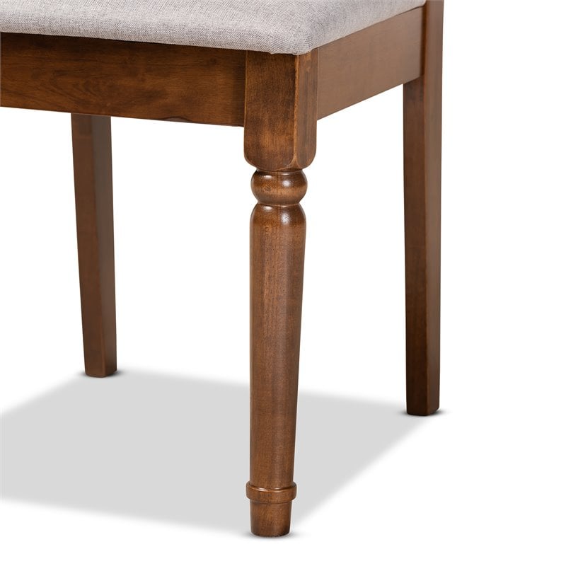 Pemberly Row 7-Piece Dining Set in Grey Fabric and Walnut Brown Wood