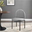 Pemberly Row Channel Tufted Fabric Dining Chair in Black/Light Gray