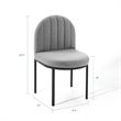 Pemberly Row Channel Tufted Fabric Dining Chair in Black/Light Gray