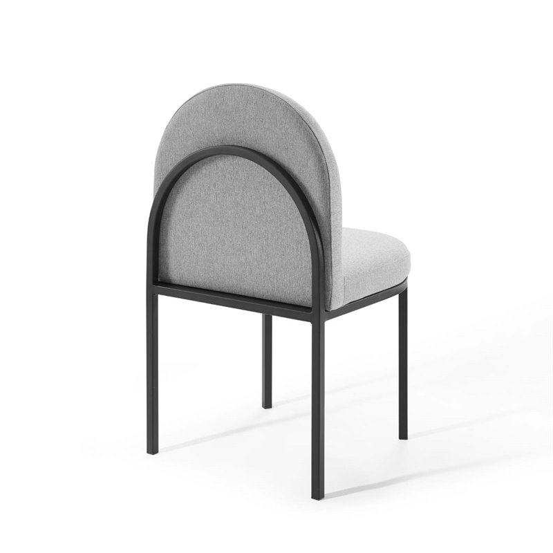 Pemberly Row Channel Tufted Fabric Dining Chair in Black/Light Gray