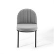 Pemberly Row Channel Tufted Fabric Dining Chair in Black/Light Gray