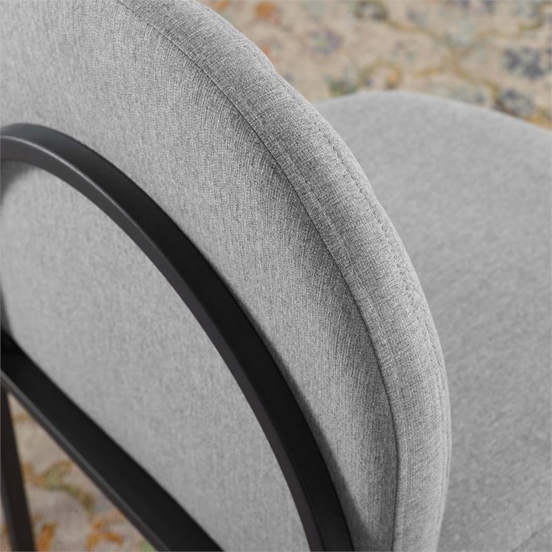 Pemberly Row Channel Tufted Fabric Dining Chair in Black/Light Gray