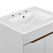 Pemberly Row Gray and White Mid-Century Wood Bathroom Vanity with Shelf