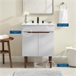 Pemberly Row Gray and White Mid-Century Wood Bathroom Vanity with Shelf