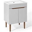 Pemberly Row Gray and White Mid-Century Wood Bathroom Vanity with Shelf