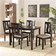 Pemberly Row 5-Piece Dining Set in Dark Brown Wood with Upholstered Seats