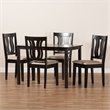 Pemberly Row 5-Piece Dining Set in Dark Brown Wood with Upholstered Seats