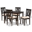 Pemberly Row 5-Piece Dining Set in Dark Brown Wood with Upholstered Seats