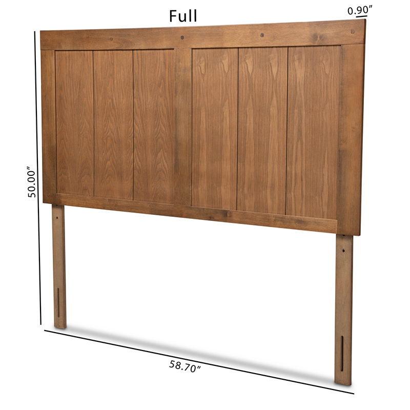 Pemberly Row Queen Size Wood Headboard in Ash Walnut with Slatted Design