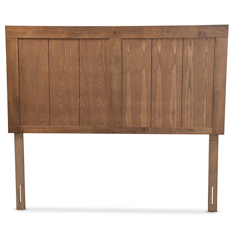 Pemberly Row Queen Size Wood Headboard in Ash Walnut with Slatted Design