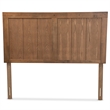 Pemberly Row Queen Size Wood Headboard in Ash Walnut with Slatted Design