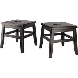 Pemberly Row Conductor Stools in Coffee Solid Wood (Set of 2)