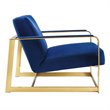 Pemberly Row Gold and Navy Performance Velvet Accent Chair with Steel Frame