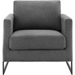 Pemberly Row Upholstered Accent Chair in Black Charcoal with Metal Base