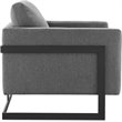 Pemberly Row Upholstered Accent Chair in Black Charcoal with Metal Base