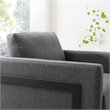 Pemberly Row Upholstered Accent Chair in Black Charcoal with Metal Base