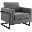 Pemberly Row Upholstered Accent Chair in Black Charcoal with Metal Base