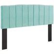 Pemberly Row Channel Tufted Velvet King Headboard in Mint with Adjustable Height