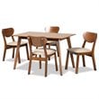 Pemberly Row Sand/Walnut 5-Piece Dining Set with Foam Upholstery and Wood