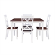Pemberly Row 5-Piece Dining Set in Cherry and White Acacia Wood