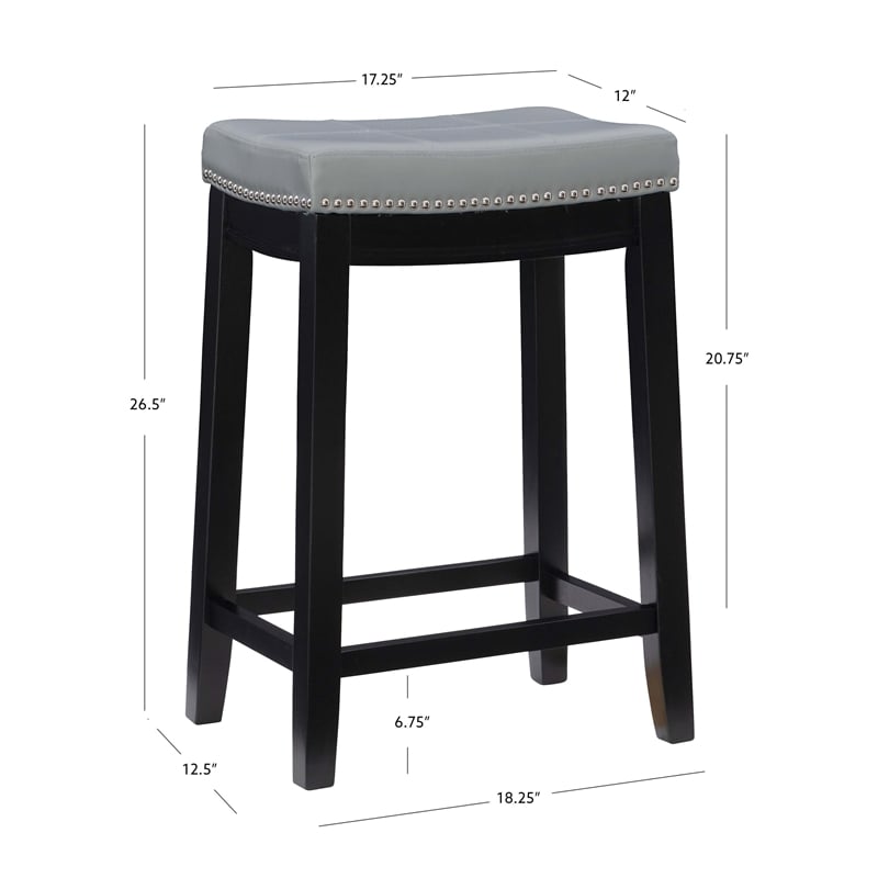 Pemberly Row Backless Counter Stool with Gray Faux Leather and Black Frame