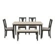 Pemberly Row 6-Piece Wood Dining Set with Bench in Smokey White/Dark Gray