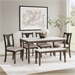 Pemberly Row 6-Piece Wood Dining Set with Bench in Smokey White/Dark Gray