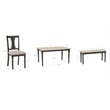 Pemberly Row 6-Piece Wood Dining Set with Bench in Smokey White/Dark Gray