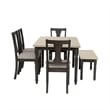 Pemberly Row 6-Piece Wood Dining Set with Bench in Smokey White/Dark Gray