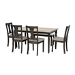 Pemberly Row 6-Piece Wood Dining Set with Bench in Smokey White/Dark Gray