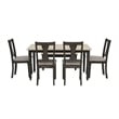 Pemberly Row 6-Piece Wood Dining Set with Bench in Smokey White/Dark Gray
