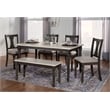 Pemberly Row 6-Piece Wood Dining Set with Bench in Smokey White/Dark Gray
