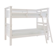 Pemberly Row Twin Over Twin Pine Wood Bunk Bed with Ladder in White