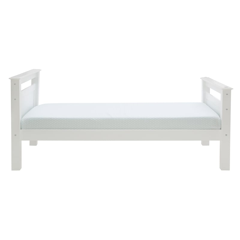 Pemberly Row Twin Over Twin Pine Wood Bunk Bed with Ladder in White