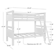 Pemberly Row Twin Over Twin Pine Wood Bunk Bed with Ladder in White