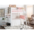 Pemberly Row Twin Over Twin Pine Wood Bunk Bed with Ladder in White