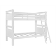 Pemberly Row Twin Over Twin Pine Wood Bunk Bed with Ladder in White