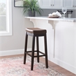 Pemberly Row Bar Stool Cognac Faux Leather Saddle Seat in Espresso Finish