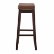 Pemberly Row Bar Stool Cognac Faux Leather Saddle Seat in Espresso Finish