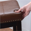 Pemberly Row Bar Stool Cognac Faux Leather Saddle Seat in Espresso Finish