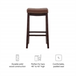 Pemberly Row Bar Stool Cognac Faux Leather Saddle Seat in Espresso Finish