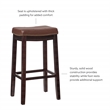 Pemberly Row Bar Stool Cognac Faux Leather Saddle Seat in Espresso Finish