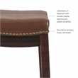 Pemberly Row Bar Stool Cognac Faux Leather Saddle Seat in Espresso Finish