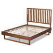 Pemberly Row Walnut Brown Wood King Platform Bed with Slatted Headboard