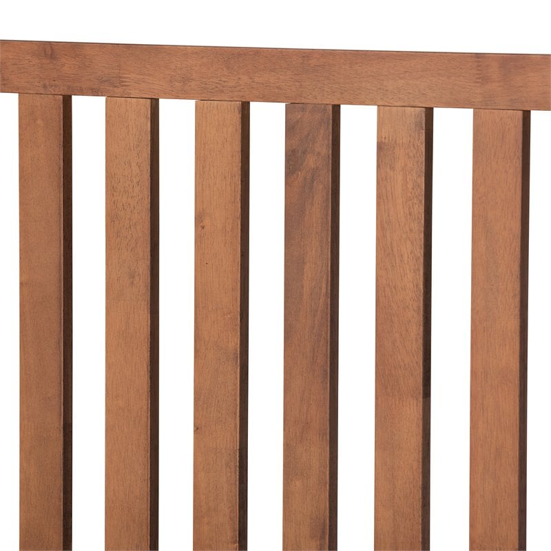 Pemberly Row Walnut Brown Wood King Platform Bed with Slatted Headboard