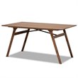 Pemberly Row Wood Dining Table with Metal Support in Walnut Brown Finish