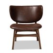 Pemberly Row Marcos Accent Chair in Walnut Brown Wood with Curved Faux Leather