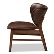 Pemberly Row Marcos Accent Chair in Walnut Brown Wood with Curved Faux Leather