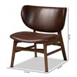 Pemberly Row Marcos Accent Chair in Walnut Brown Wood with Curved Faux Leather